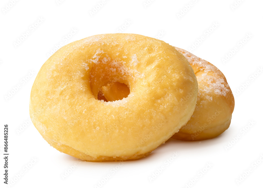 Front view of brown sugar glazed cinnamon donuts in stack isolated on white background with clipping path Front view of brown sugar glazed cinnamon donuts in stack isolated on white background with clipping path