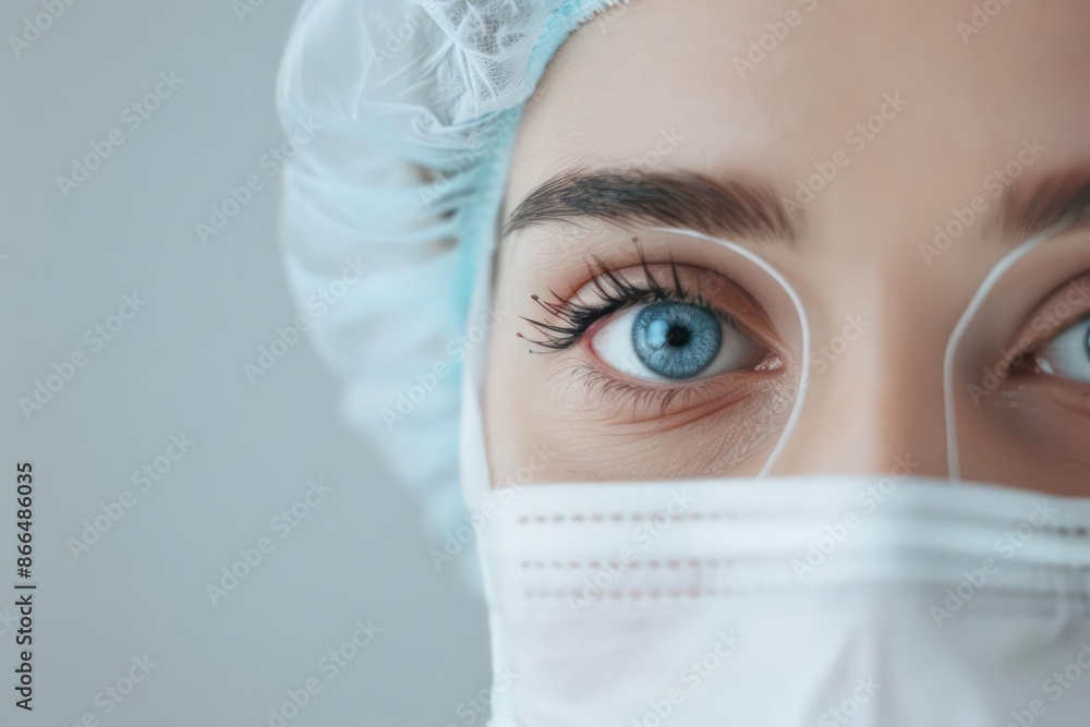 A futuristic image of blepharoplasty with augmented reality enhancements and precise digital instruments, isolated with room for text on a clean backdrop A futuristic image of blepharoplasty with augmented reality enhancements and precise digital instruments, isolated with room for text on a clean backdrop