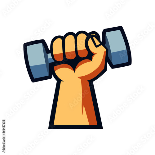 hand holding dumbbell sport vector illustration template design