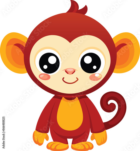 Cute Little Monkey cartoon vector illustration, Monkey mascot logo vector art,  photo