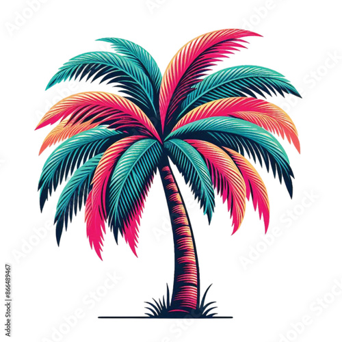 A Palm Tree Colorful Retro Art vector