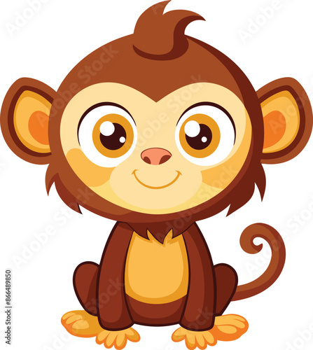 Cute Little Monkey cartoon vector illustration, Monkey mascot logo vector art,  photo