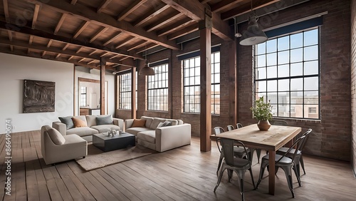 Wallpaper Mural Living room loft in industrial style Torontodigital.ca