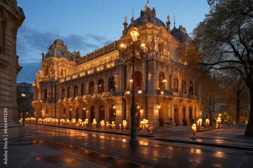 Obraz premium Vienna, Austria, the state opera of Vienna (Wiener Staatsoper), an icon of the world opera., generative IA