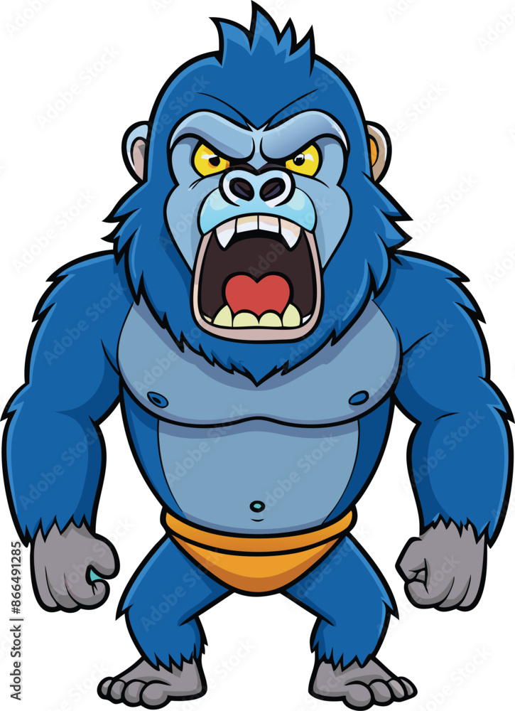 angry Gorilla vector illustration on a White Background, Cute gorilla cartoon vector art, angry Gorilla vector illustration on a White Background, Cute gorilla cartoon vector art,