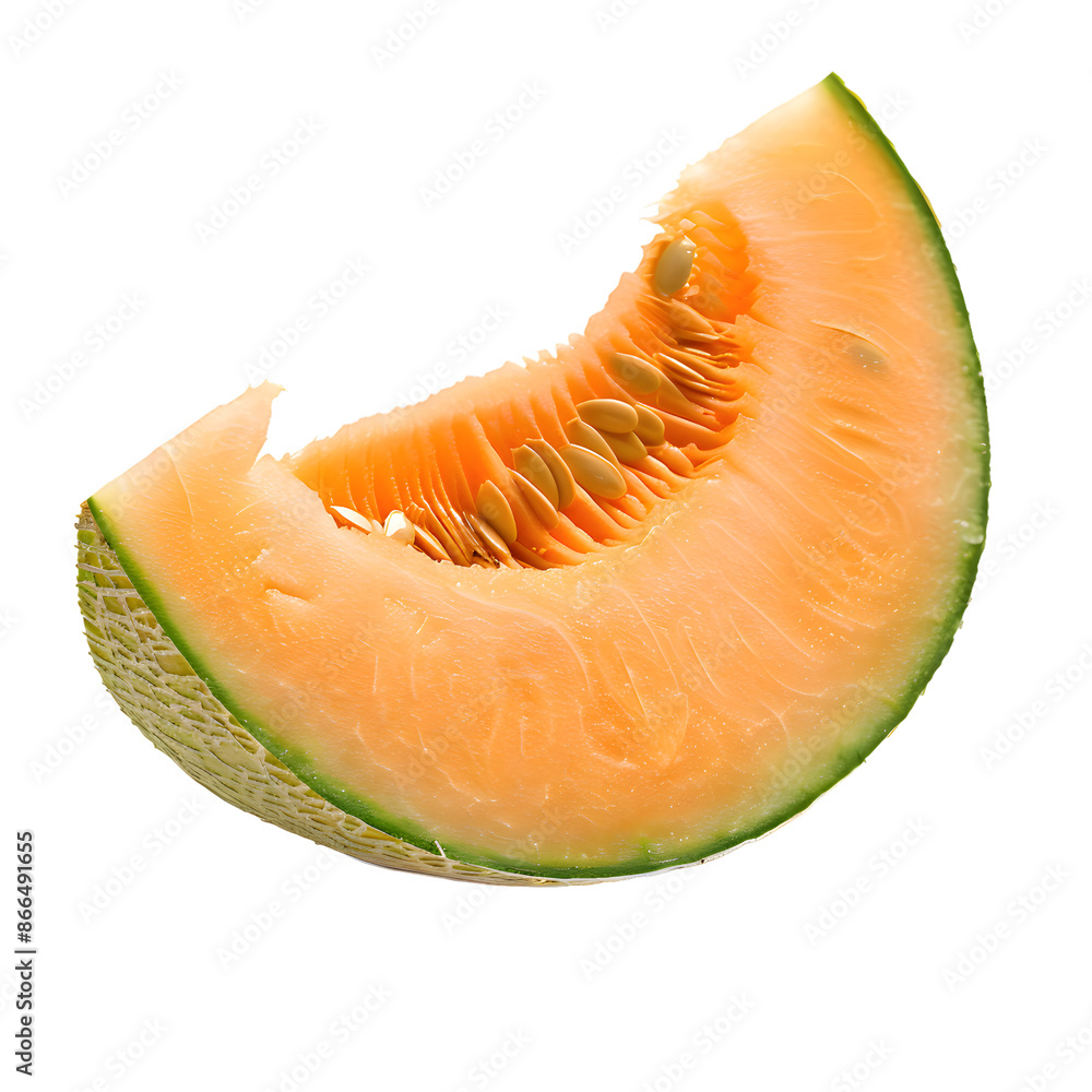 Cantaloupe melon slice isolated on transparent background Cantaloupe melon slice isolated on transparent background
