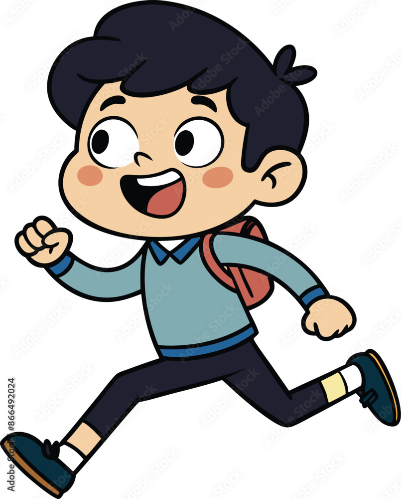 cartoon kid is running to school vector illustration, Happy kid running with a backpack vector art, Running Kid cartoon kid is running to school vector illustration, Happy kid running with a backpack vector art, Running Kid