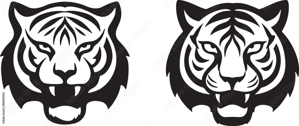 Fototapeta premium Tiger head vector silhouette image