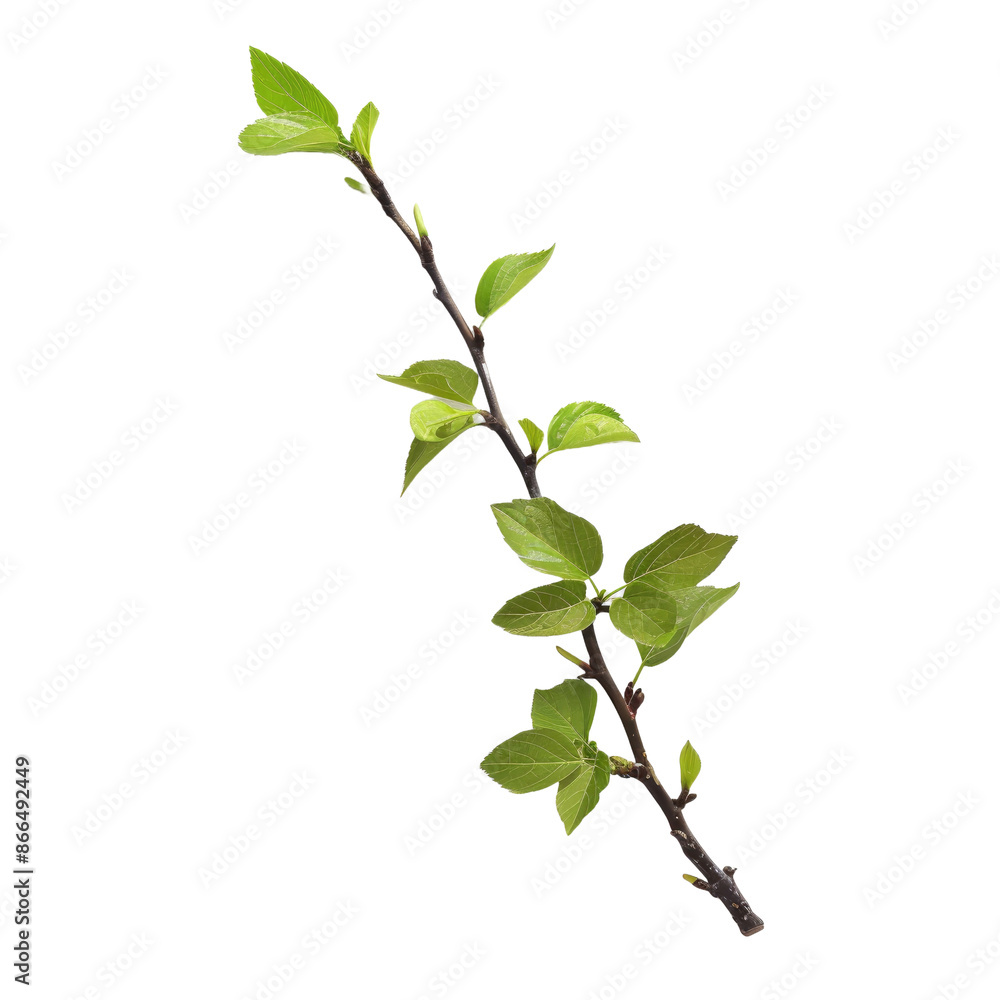 a tree branch with green leaves isolated on a white background a tree branch with green leaves isolated on a white background