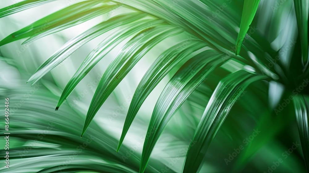 Green tropical plant close-up Green tropical plant close-up