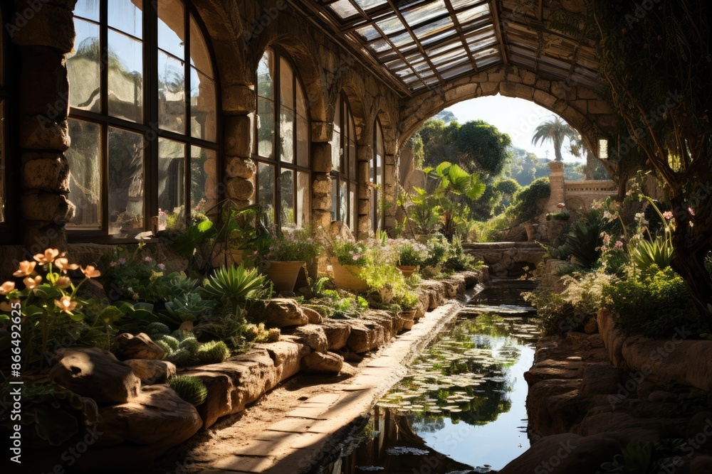 Islands of Malta, Malta, the San Anton Botanical Garden, with exotic plants., generative IA