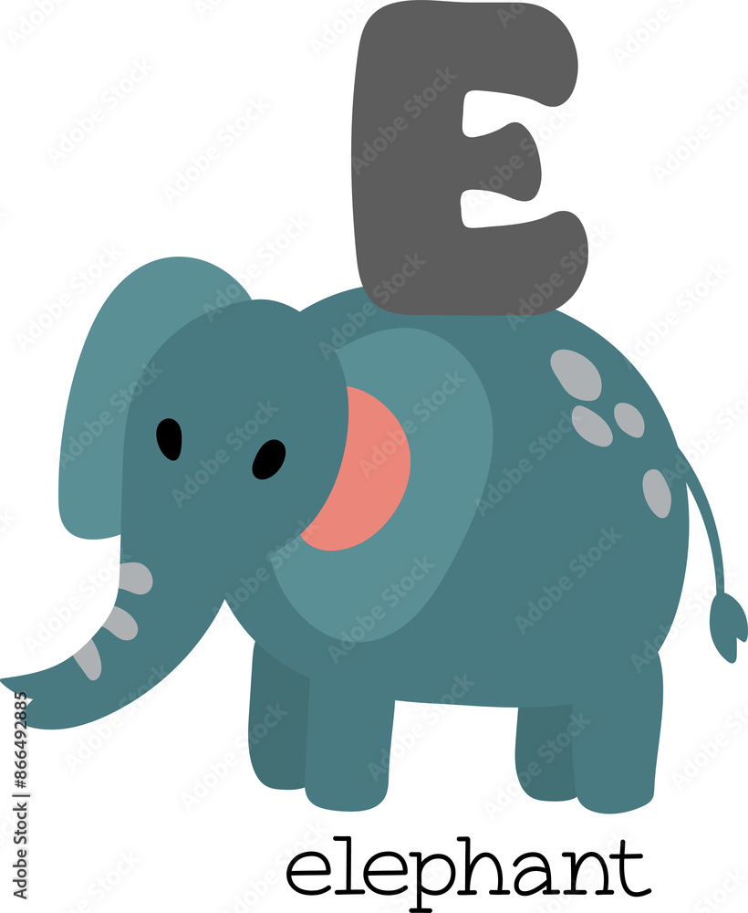 Educational illustration of letter E from alphabet. Educational illustration of letter E from alphabet.