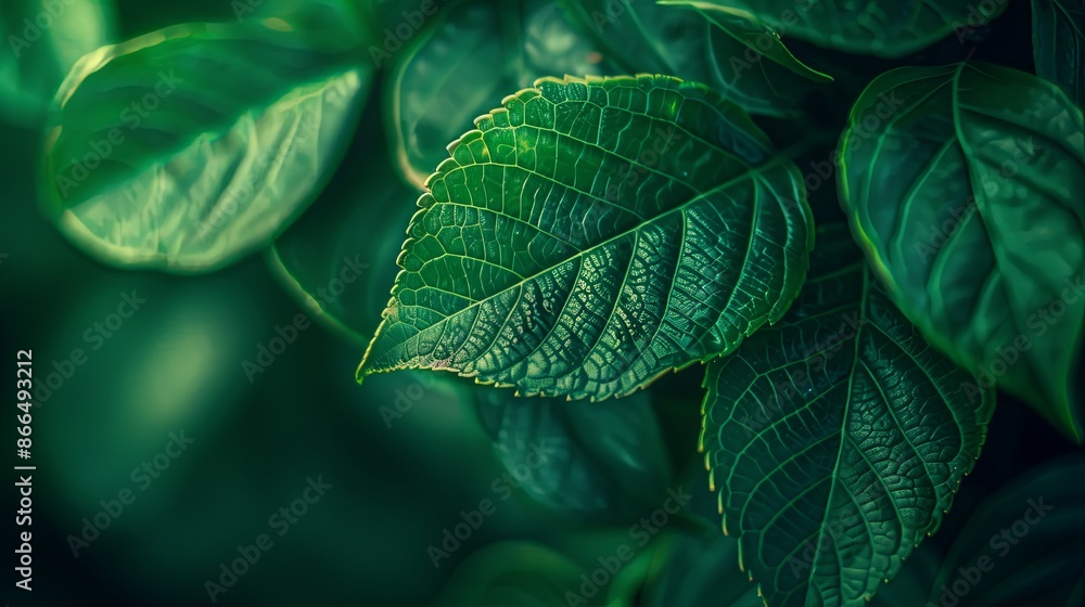 Green tropical plant close-up Green tropical plant close-up
