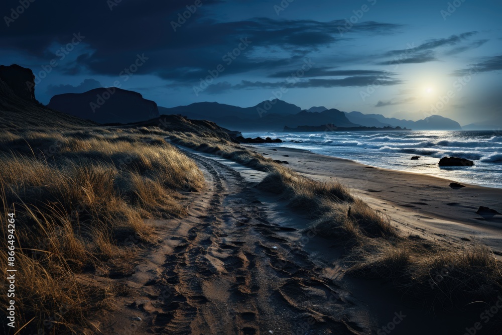 Corsica, France, Ostrinoni Beach, an untouched beach with dunes., generative IA Corsica, France, Ostrinoni Beach, an untouched beach with dunes., generative IA