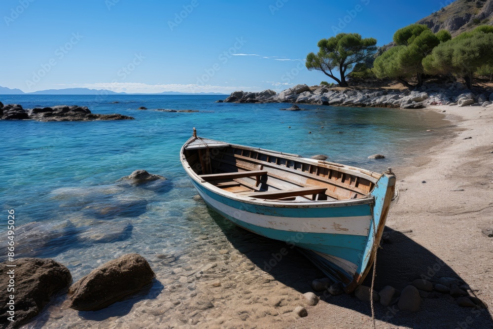 Sardinia, Italy, the beach shuts Goloritzè, a beach hidden with a stone bow., generative IA Sardinia, Italy, the beach shuts Goloritzè, a beach hidden with a stone bow., generative IA