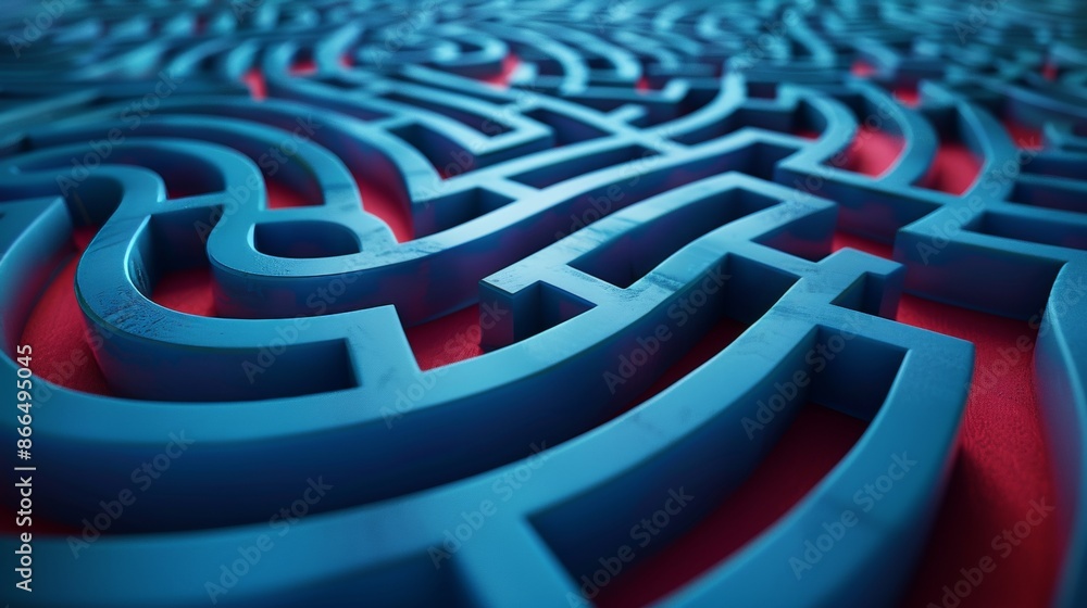 A blue maze with red walls A blue maze with red walls