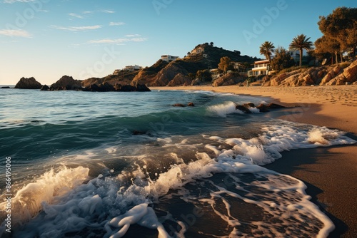 Sardinia, Italy, the beach Spiaggia del Principe, a dream beach with rock formations., generative IA photo