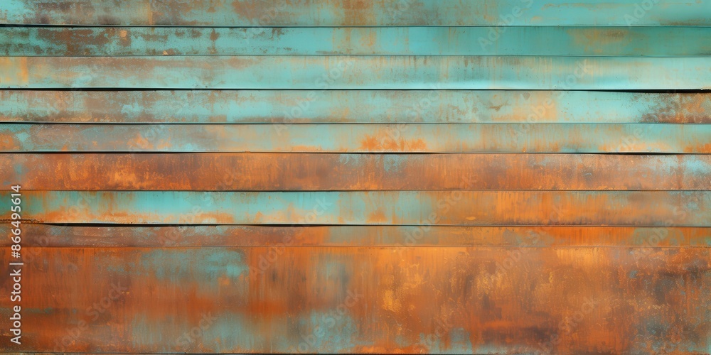 Obraz premium Rustic Metal Wall with Teal and Orange Hues