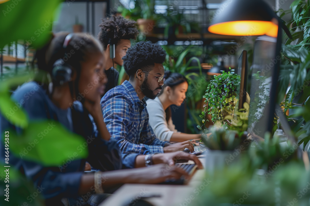 A group of developers men and women working together to program an e-commerce website. A group of developers men and women working together to program an e-commerce website.