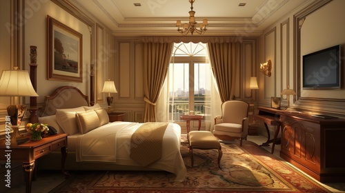 interior design of elegence hotel room photo