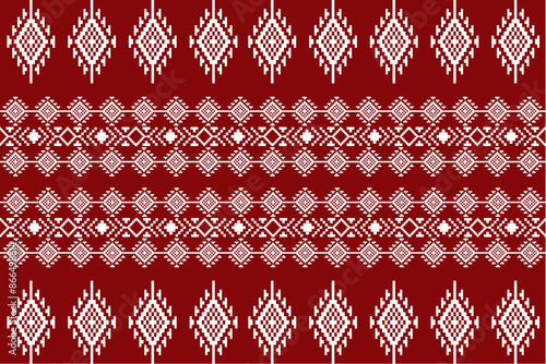 Geometric, seamless, traditional ethnic, Thai pattern, fabric pattern for textiles, rugs, wallpaper, clothing, sarong, batik, wrapping, embroidery, print, background, cover, illustration, vector.