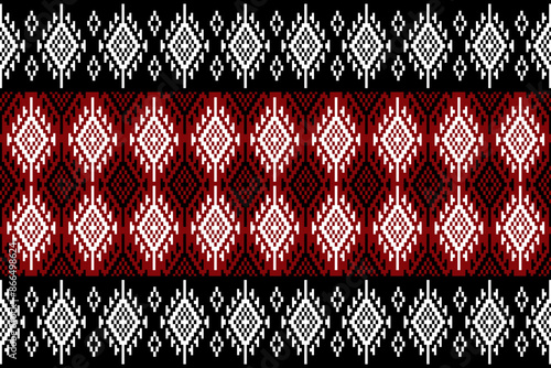 Geometric, seamless, traditional ethnic, Thai pattern, fabric pattern for textiles, rugs, wallpaper, clothing, sarong, batik, wrapping, embroidery, print, background, cover, illustration, vector.