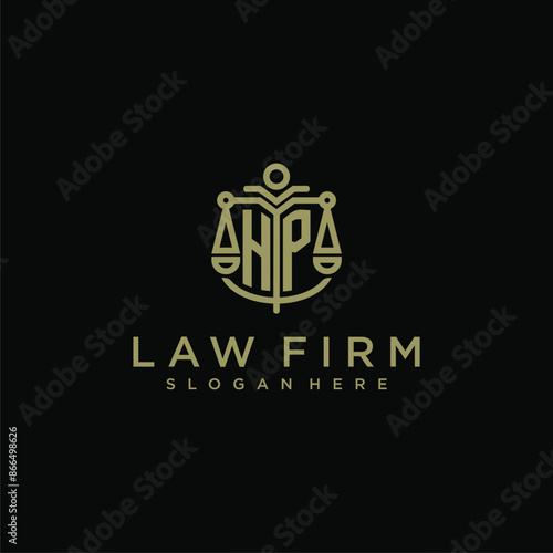 HP initial monogram logo for lawfirm with scale vector design