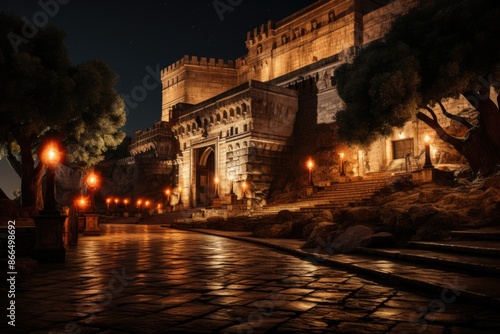 Obraz na płótnie Rome, Italy, the mausoleum of Augustus, an ancient imperial mausoleum., generative IA w salonie