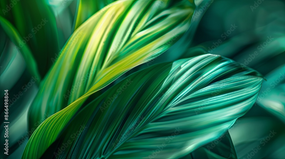 Green tropical plant close-up Green tropical plant close-up
