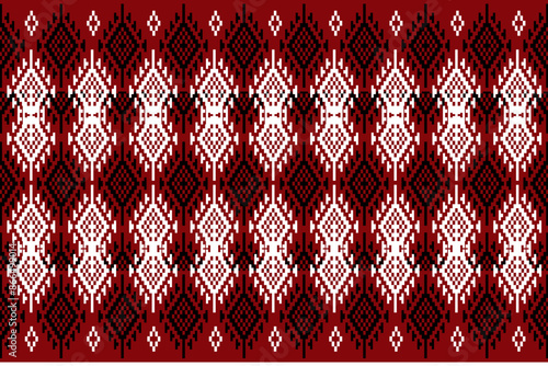 Geometric, seamless, traditional ethnic, Thai pattern, fabric pattern for textiles, rugs, wallpaper, clothing, sarong, batik, wrapping, embroidery, print, background, cover, illustration, vector.