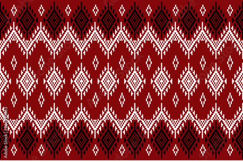 Geometric, seamless, traditional ethnic, Thai pattern, fabric pattern for textiles, rugs, wallpaper, clothing, sarong, batik, wrapping, embroidery, print, background, cover, illustration, vector.