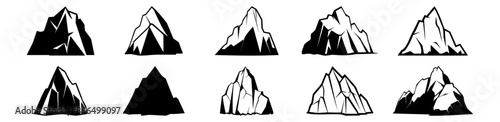 Iceberg silhouettes set, pack of vector silhouette design, isolated background