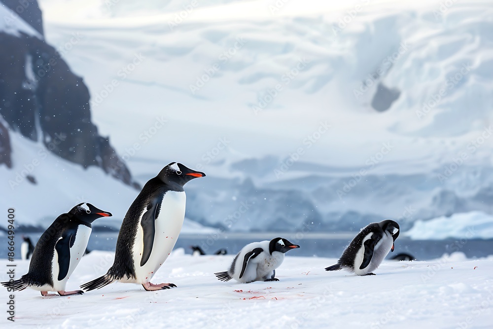 Fototapeta premium penguins on ice