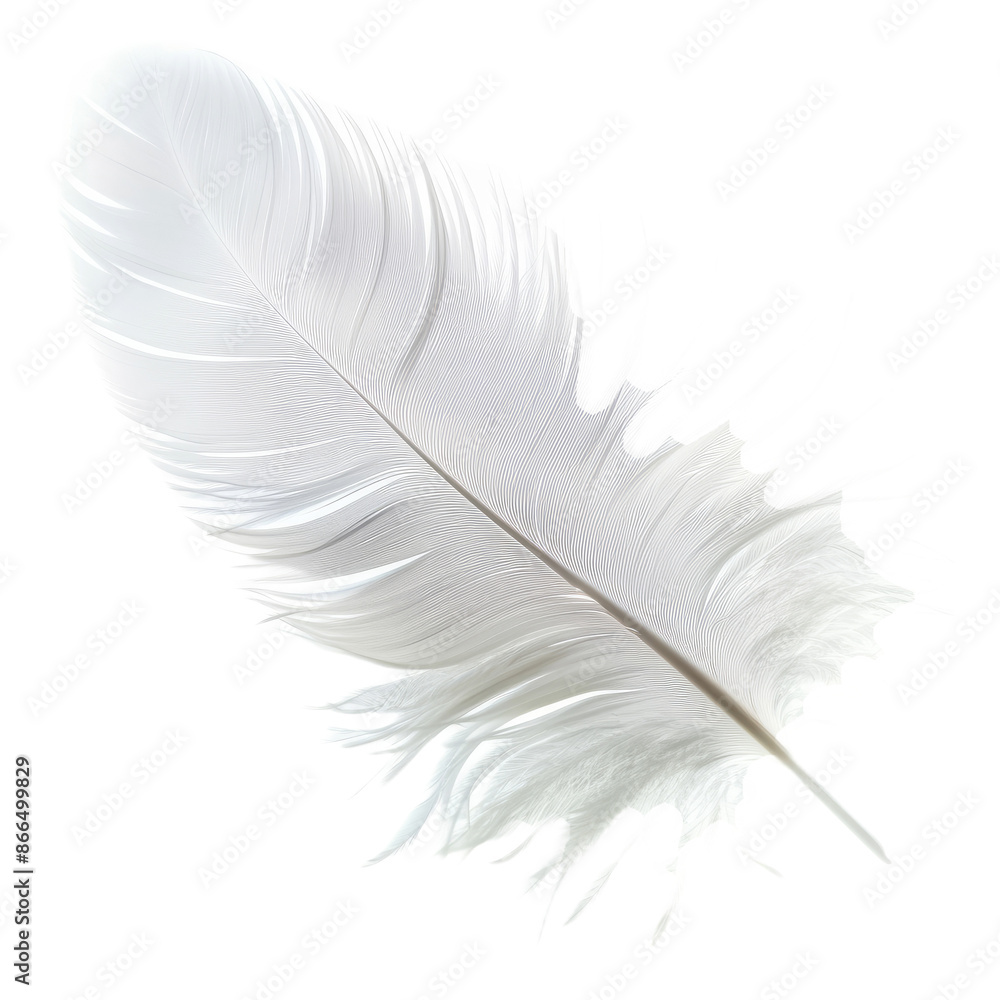 Single white feather isolated on white background Single white feather isolated on white background