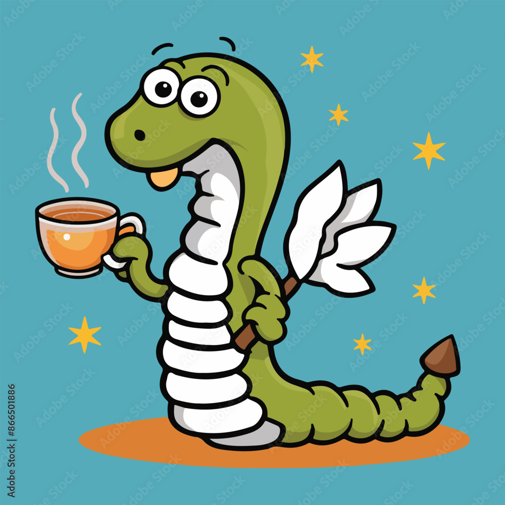 Fototapeta premium Worm having tea