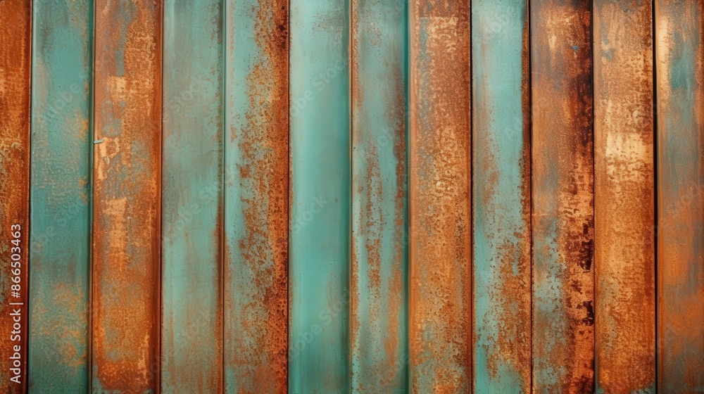Rusty Metal Stripes with Teal Accents Rusty Metal Stripes with Teal Accents