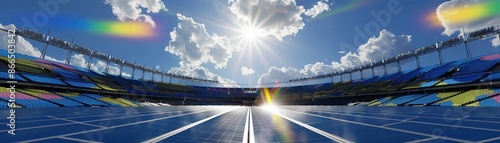 Solar energy used for event operations, sustainable, bright,  photo