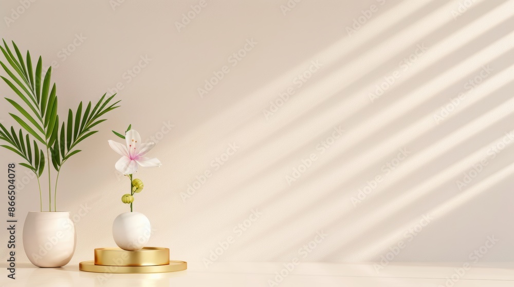 A modern spa environment with gold accents, designed in a minimalist style with clean lines and a soothing color palette. The image provides plenty of copy space for customization. A modern spa environment with gold accents, designed in a minimalist style with clean lines and a soothing color palette. The image provides plenty of copy space for customization.