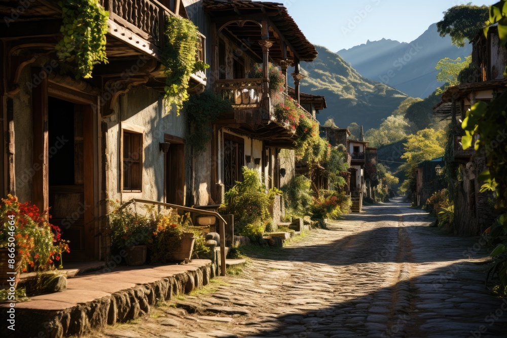Urubamba, Peru, the village of Yucay, with its traditional architecture., generative IA