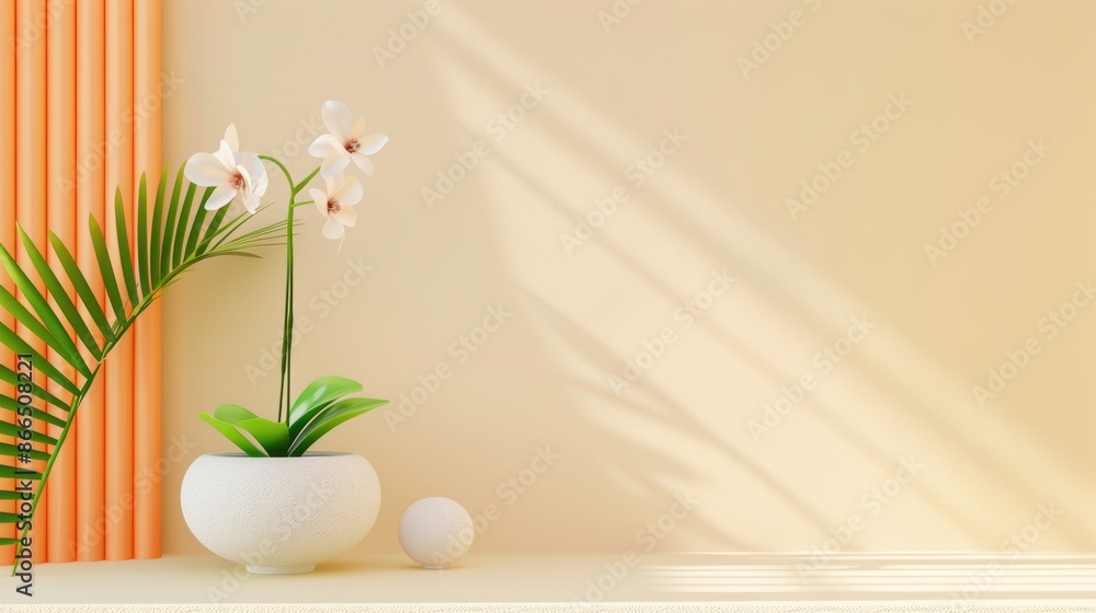 A stylish spa environment with a focus on orange tones, designed in a minimalistic style with plenty of open copy space. A stylish spa environment with a focus on orange tones, designed in a minimalistic style with plenty of open copy space.