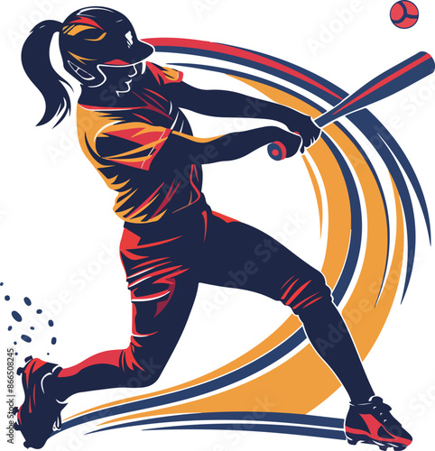 Silhouette of a Softball Player