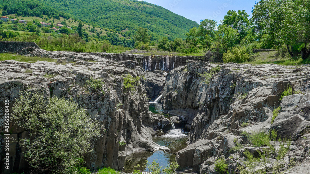 Fototapeta premium 02_Canyon and waterfall near the village of Chukovo in the Rodapa Mountains, Bulgaria.