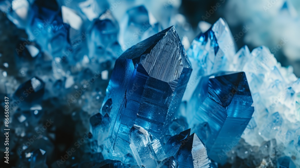 Close Up View of Natural Blue Crystal Formations Close Up View of Natural Blue Crystal Formations
