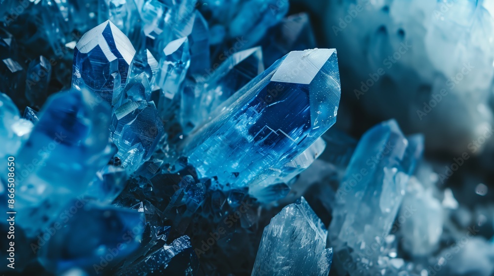 Close Up View of Natural Blue Crystal Formations Close Up View of Natural Blue Crystal Formations