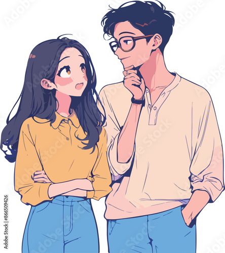 Anime Couple in Conversation