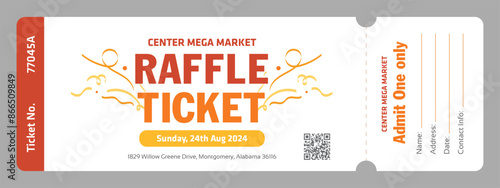 Raffle Ticket Admit one Template Fill form, shopping, supermarket, gift, contest, grocery, shop, store, giveaway, confetti, celebrate, anniversary, black friday, holiday, special day