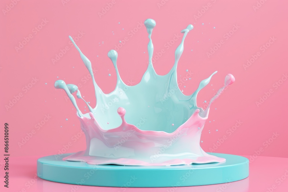 Vibrant splash of pastel blue and pink paint against a pink background, showcasing abstract art and creativity in action. Vibrant splash of pastel blue and pink paint against a pink background, showcasing abstract art and creativity in action.