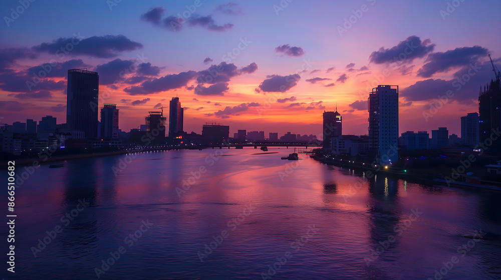 Fototapeta premium Twilight Over the River