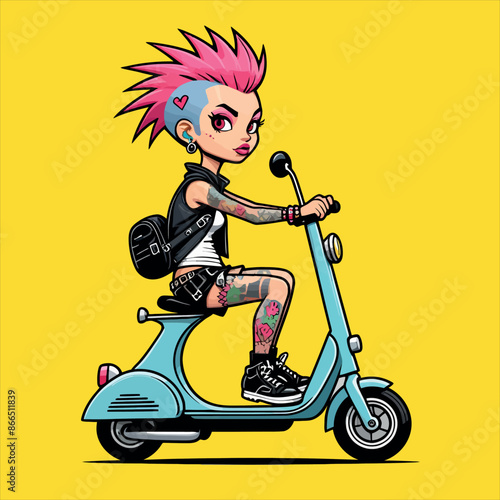 ragazza punk sullo scooter 01