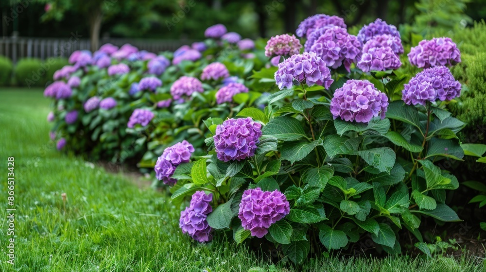 Hydrangea macrophylla blooming in the garden Hydrangea macrophylla blooming in the garden